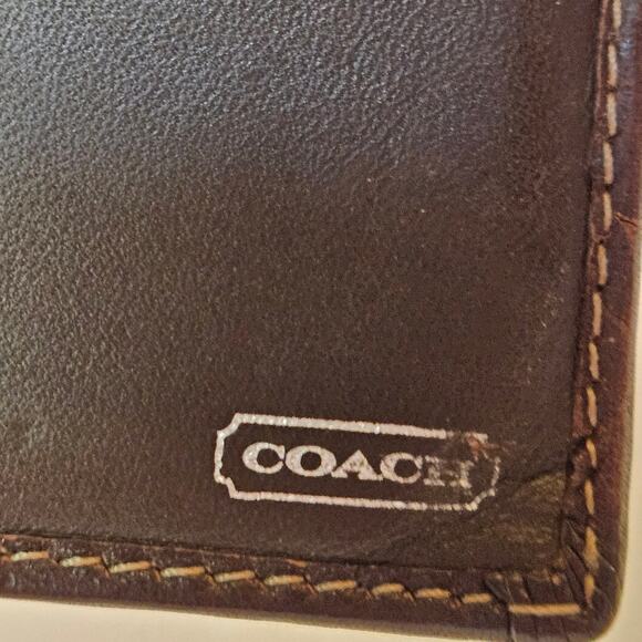 Coach Vintage Signature Brown Tan Logo Long Trifold Wallet Checkbook Clutch - Picture 8 of 12